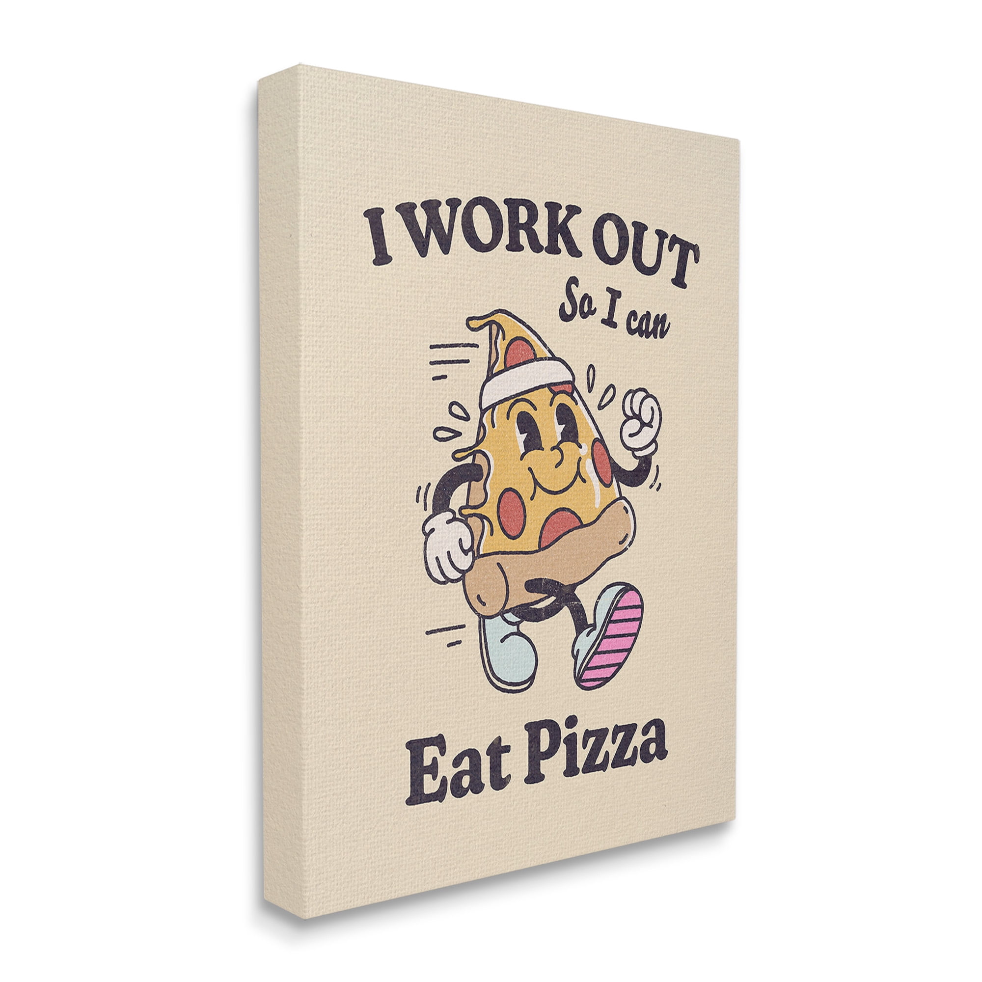 Stupell Industries Work Out To Eat Pizza Food & Beverage Painting Gallery Wrapped Canvas Art Print Wall Art, 24 x 30