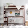 thumbnail image 3 of Swan Solid Wood Twin Loft Bed with Built-In Desk in Walnut, 3 of 8