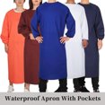 thumbnail image 2 of LCXmlly Long Design Protective Apron Unisex Waterproof Canvas Apron with Large Pockets Elastic Long Sleeves for Chefs Restaurant Bar Shop, 2 of 7