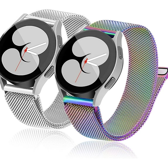 2 Packs Soft Metal Milanese Samsung Watch 4/5 Band, Mesh Loop 20mm Super Breathable & Comfortable band, Compatible with Samsung Galaxy Watch 5/Watch 5 Pro/Galaxy Watch 4/Active 2/ Watch 3 41mm