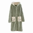 thumbnail image 4 of QUNYINEY Cozy Robes for Women Long Love Heart Flannel Cute Housecoat Hooded Button Front Loose with Pocket Long Sleeve Women Sleepwear, 4 of 5