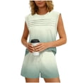thumbnail image 1 of Mujeres de Color Sólido Manga Corta Delantera Plisada Cuello Redondo Y Pantalones Cortos para Yoga, Correr, Entrenamiento, Fitness Y Uso Diario, 1 of 8