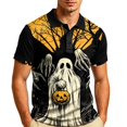 thumbnail image 3 of IAJDKMEK Halloween Men's Short Sleeve Polo Shirt - Collared Knit Shirt Breathable Summer Shirt for Holiday Wear, Daily, Golf Shirt & Costume,Yellow S, 3 of 7