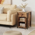 thumbnail image 3 of Gymax Table de Chevet avec Tiroir Armoire Étagère Réglable Table d'Appoint Industrielle Rustique, 3 of 10