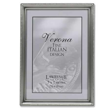 Bold Border Photo Frame - Antique Pewter 5x7 Picture Frame - Bead Border Design