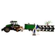 Playtek - Green Farm Tractor Play Set, 7 Piece