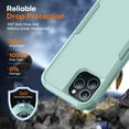 thumbnail image 3 of Compatible with iPhone 12 Pro Max Case, [10 FT Military Grade Drop Protection] [3 in 1 Heavy Duty] Anti-Slip Shockproof Full Body Protective Frosted Phone Case for iPhone 12 Pro Max - Mint, 3 of 14