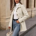 thumbnail image 3 of Biaocheng Women's Double Breasted Trench Coat Casual Long Sleeve Lapel Collar Belted Mid-Length Jacket with Pockets Solid Color Fall Winter Outerwear, 3 of 5