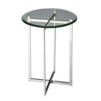 Butler Specialty Loft Glass Top Accent Table With Stainless Steel Base