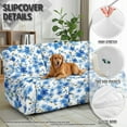 thumbnail image 6 of ZIATUBLES Recliner Chair Covers, Printed 3-Seater Stretch Reclining Sofa Cover Set of 8, Soft Fitted Furniture Protector Covers for Pet Kid Easy Care Washable Decor Accessories, Blue Flower, 6 of 9