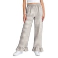 thumbnail image 7 of ITSAME Girls Casual Pants, Ruffle Hem Elastic Waist Plaid Print Kids Fashion Casual Pants Gray Size 12-13, 7 of 7