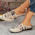thumbnail image 3 of Rokment Women's Bohemian Ethnic Mules Dress Slides Sandals Beach Summer Vintage Casual Closed Toe Wedge Low Heels Comfortable Walking Half Slippers Clogs for Wide Width White Size 8, 3 of 6
