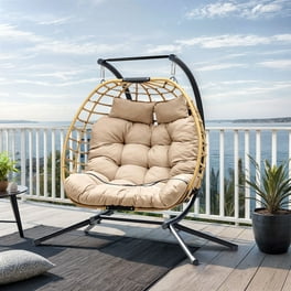 Modern Contemporary Urban Design Outdoor Patio Balcony Swing Chair Grey Gray Rattan Walmart