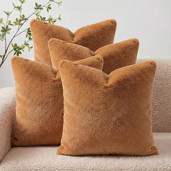 Eryueer Sea Soft Lion Velvet Throw Pillow Case Cushion Cover Fashion Home Decorative Pillowcase (4-pack) (Brown)