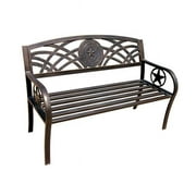 Leigh Country  Texas State Seal Garden Bench - Black 20.44in.L x 50.5in.W x 34in.H