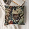 thumbnail image 3 of Antique Chinoiserie Asian Scenic Throw Pillow Cushion BrownBird and Flower Square Throw Pillow Oriental Chinoiserie Check Pillow for Bedroom Sofa Couch, 3 of 5
