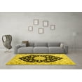 thumbnail image 3 of Ahgly Company Machine Washable Indoor Square Medallion Yellow Traditional Area Rugs, 4' Square, 3 of 4