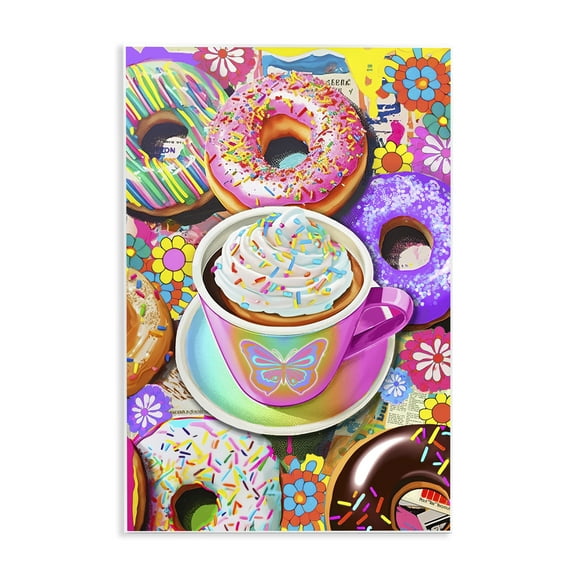 Stupell Industries Pastel Donuts & Coffee Mug Food & Beverage Painting Unframed Art Print Wall Art, 10 x 15