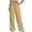 Khaki women wide leg linen pants a1, variant on Cagogo Women Wide Leg Linen Pants Casual Elastic Waist Flowy Solid Lounge Long Trousers with Pockets Summer Comfortable Beach Party Pants for Women, Army Green 2XL