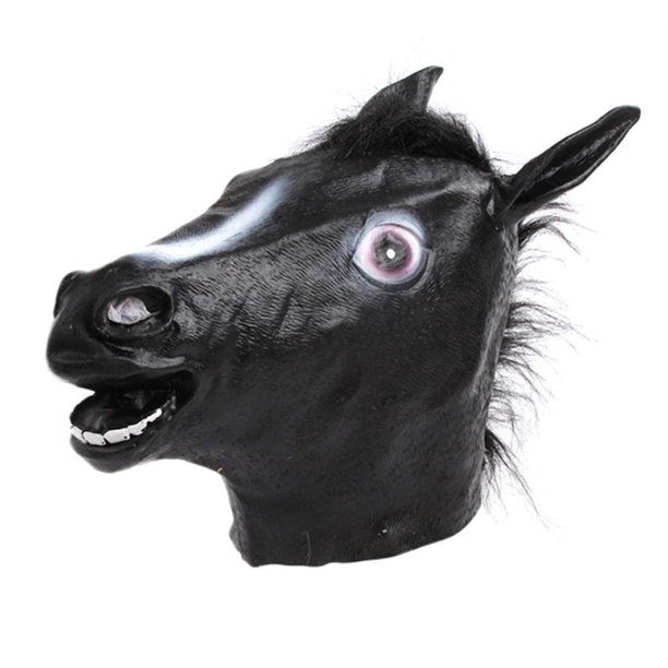 Máscara de cabeza de animal, tocado de animal para disfraces, espectáculos de Halloween Caballo negro
