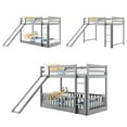 thumbnail image 3 of DreamBuck Floor Bunk Bed with Slide, Twin over Twin Bunk Bed for Teens, Wood Low Bed Frame with Ladder for Teens, Gray, 3 of 8