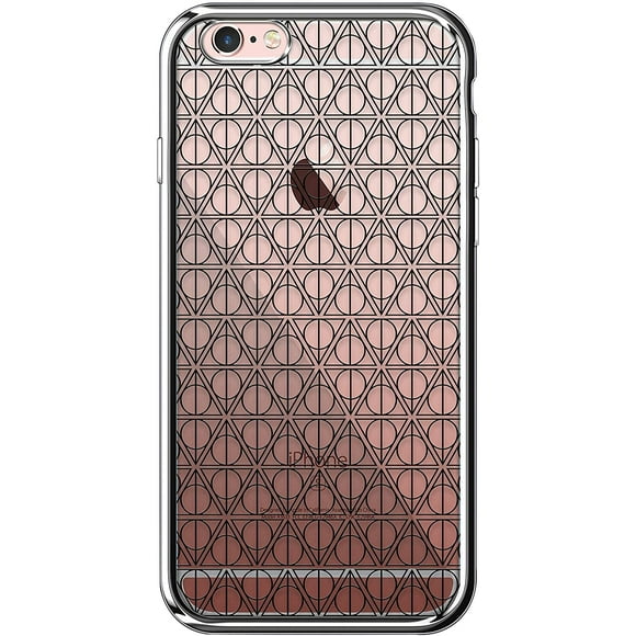 Motif Symbole Reliques de la Mort, Moyen Étui de Designer Série Chrome Luxendary pour iPhone 6/6s avec Bordure Argentée