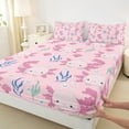 thumbnail image 3 of Manfei Pink Kawaii Axolotl Full Size Sheets, Cute Cartoon Animal Bed Sheets, Teens Boys Girls Kids Sheet Sets, Ultra Soft Home Decor, 4-Piece, 3 of 7