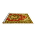 thumbnail image 2 of Ahgly Company Machine Washable Indoor Round Medallion Yellow Traditional Area Rugs, 3' Round, 2 of 4