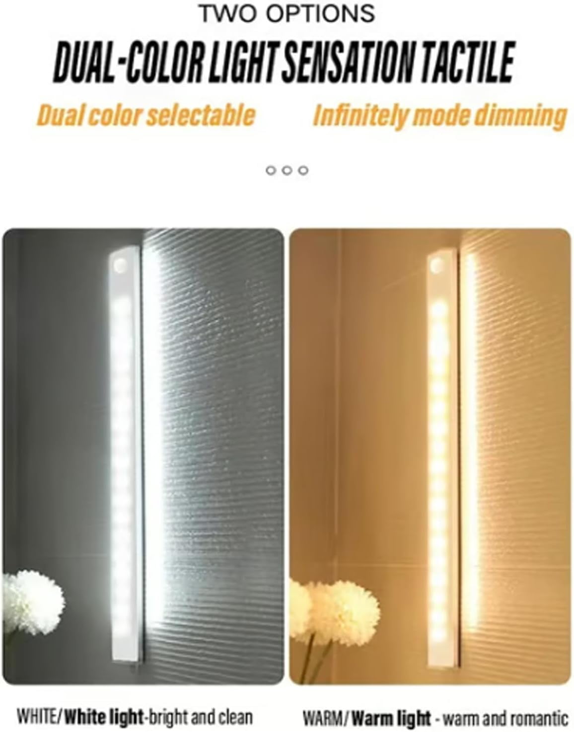 Punch-Free Smart Sensor Magnetic Rechargeable LED Lights,4/7.9/11.8 In USB Wireless Closet Under Cabinet Motion Sensor Lighting, White/Warm Light,120° Wide Angle,6-13ft Range for Kitchen,Cupboard
