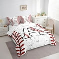 thumbnail image 3 of Manfei Letter A Monogrammed 7-Piece Twin Bedding Sets,Baseball Game Lover Bedding Comforter Set,White Red Sheet Sets For Boys,Microfiber Room Decorative Reversible, 3 of 8