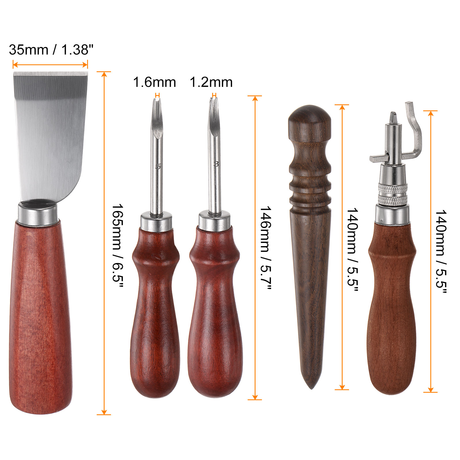 Uxcell Leather Knife Set, Edge Bevelers Cutting Knife Groover Burnisher Tool for Craft