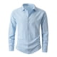 thumbnail image 2 of pstuiky camisas de manga larga para hombre, Camisa de lino con bolsillo y solapa con botones y manga larga de color liso para hombre Tops de hombre s, 2 of 8