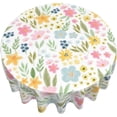 thumbnail image 2 of Floral Round Tablecloth 70 Inch Watercolor Colorful Flower Leaves Table Cloth Spring Summer Holiday Table Covers Polyester Indoor Outdoor Farmhouse Tablecloth for Kitchen Dining Party Picnic, 2 of 6