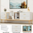 thumbnail image 6 of Yeshouse Modern 65 Inch TV Console Table with LED Lighting, Marble-Like Top, and Wave-Patterned Drawers: Storage Solution for Living Rooms and Bedrooms, 6 of 9