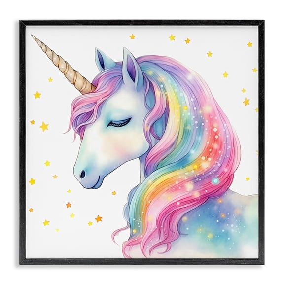 Stupell Industries Enchanted Rainbow Mane Unicorn Black Framed Giclee Art, design by Creative Studio