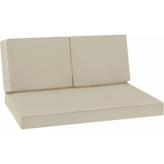 Outdoor Loveseat Cushion Set 46 x 26 Inch Waterproof & 3-Year Fade Resistant Patio Furniture Cushions with Removable Cover, Ties and Hidden Zipper for Sofa Bench Couch Pads Set of 3, Beige