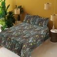 thumbnail image 2 of Ambesonne Tropical Fitted & Flat Sheet with Shams 4 Pcs Set, Exotic Wild Flowers Art, Calking, Dark Rust Teal and Yellow, 2 of 5