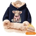 thumbnail image 4 of Kids Cow Cartoon Graphic Hoodies Parttern Long Sleeve Hooded Sweatshirt Cute Pullovers Tops Blue 3 Y-4 Y, 4 of 5
