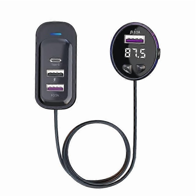 compatible CS8 Black Bluetooth MP3 Play FM Transmitter Car Charger Rear Seat Extended Car Charger_Perfect Gift