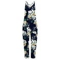 thumbnail image 5 of Wycnly Jumpsuits for Women Dressy Loose Wide Leg Spaghetti Strap Jumpsuits Overalls with Pocket Summer Sleeveless V-Neck Floral Print Long Formal Rompers Navy s, 5 of 6