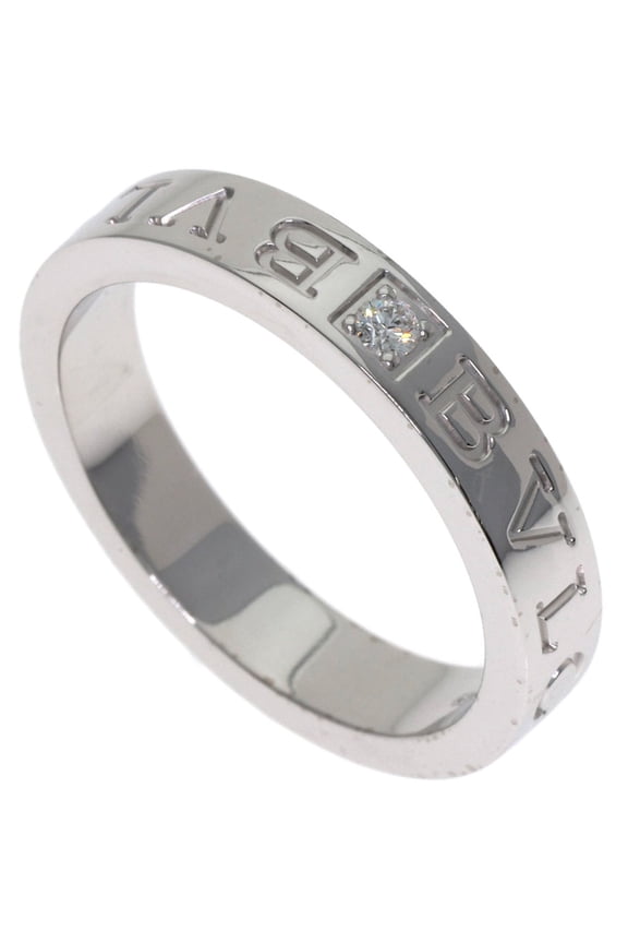 Pre-Owned Bulgari Double Logo 1P Diamond Ring 18K White Gold Women's BVLGARI