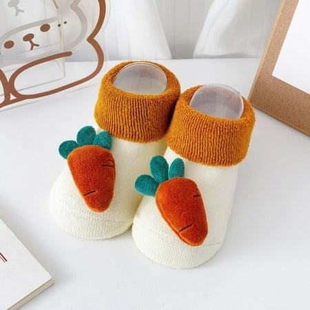 

TOWED22 Slippers For Kids Autumn And Winter Comfortable Baby Toddler Shoes Cute Cartoon Fish Carrot Shape Children Cotton Warm Black
