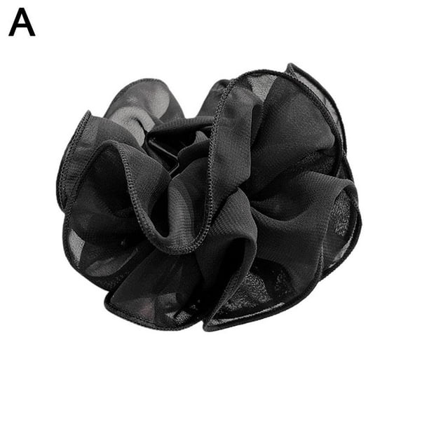 Large Chiffon Claw Clip Hair Bow Large Size Black Fabric Ribbon