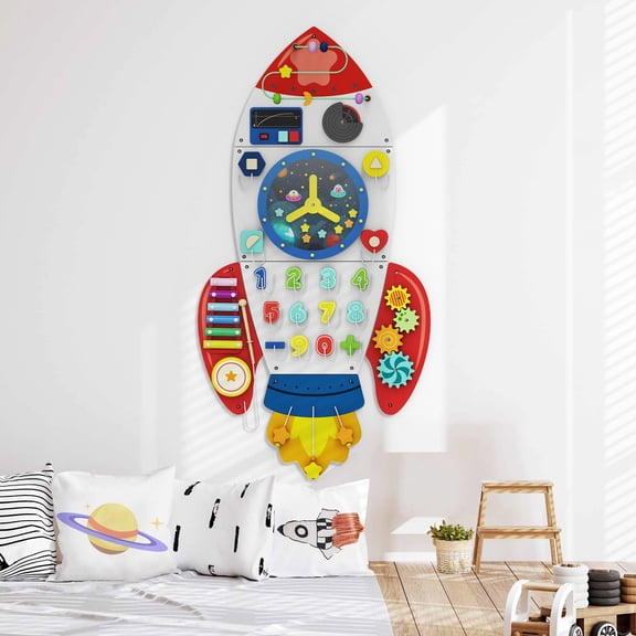 Buballino Rocket Activity Wall Busy Board: Sensory - Rich Fun & Early Learning Toy for Kids