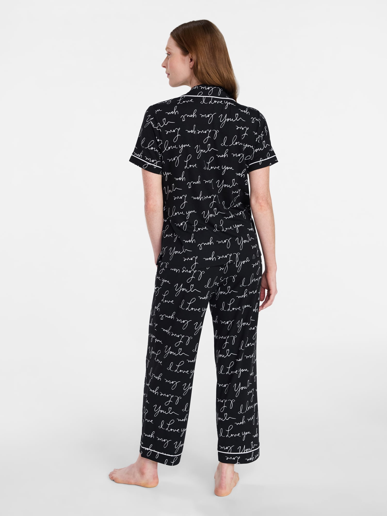Joyspun Women's Dreamy Soft Collection Notch Collar Top and Capri Pants Pajama Set, 2-Piece, Sizes XS-3X