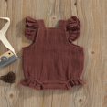 thumbnail image 4 of Baby Girl Summer Jumpsuit Solid Color Double Pockets Ruffled Edge Sleeveless Romper Birthday Gifts, 4 of 7