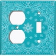 thumbnail image 4 of Metal Light Switch Plate Cover Teal Floral Bandana Paisley Tile Pattern TIL051, 4 of 13