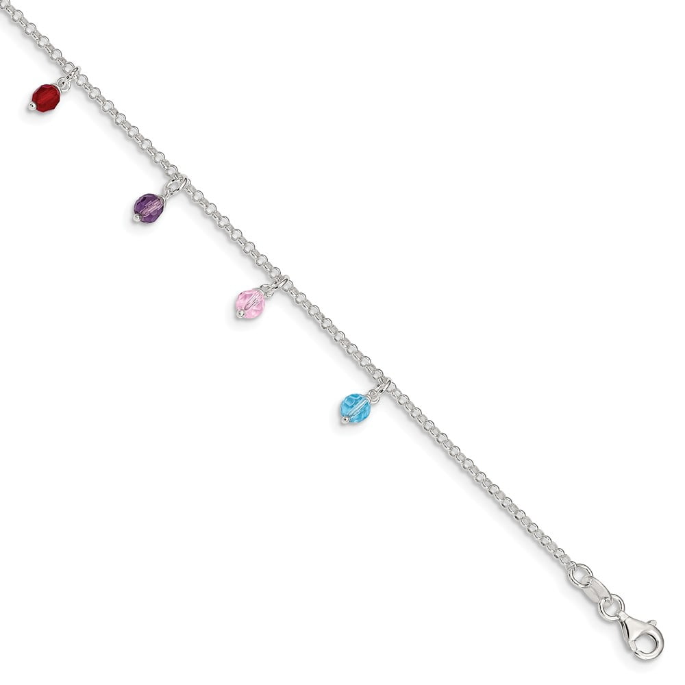 Saris and Things Stainless Steel Polished Stars with 1in Extender Anklet 9in