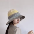 thumbnail image 2 of CoCoMangos Summer Bucket Hats Women Sun Hat Beach Handmade Straw Hat Woven Striped Crochet Wide Brim Fishing Cap, 2 of 7