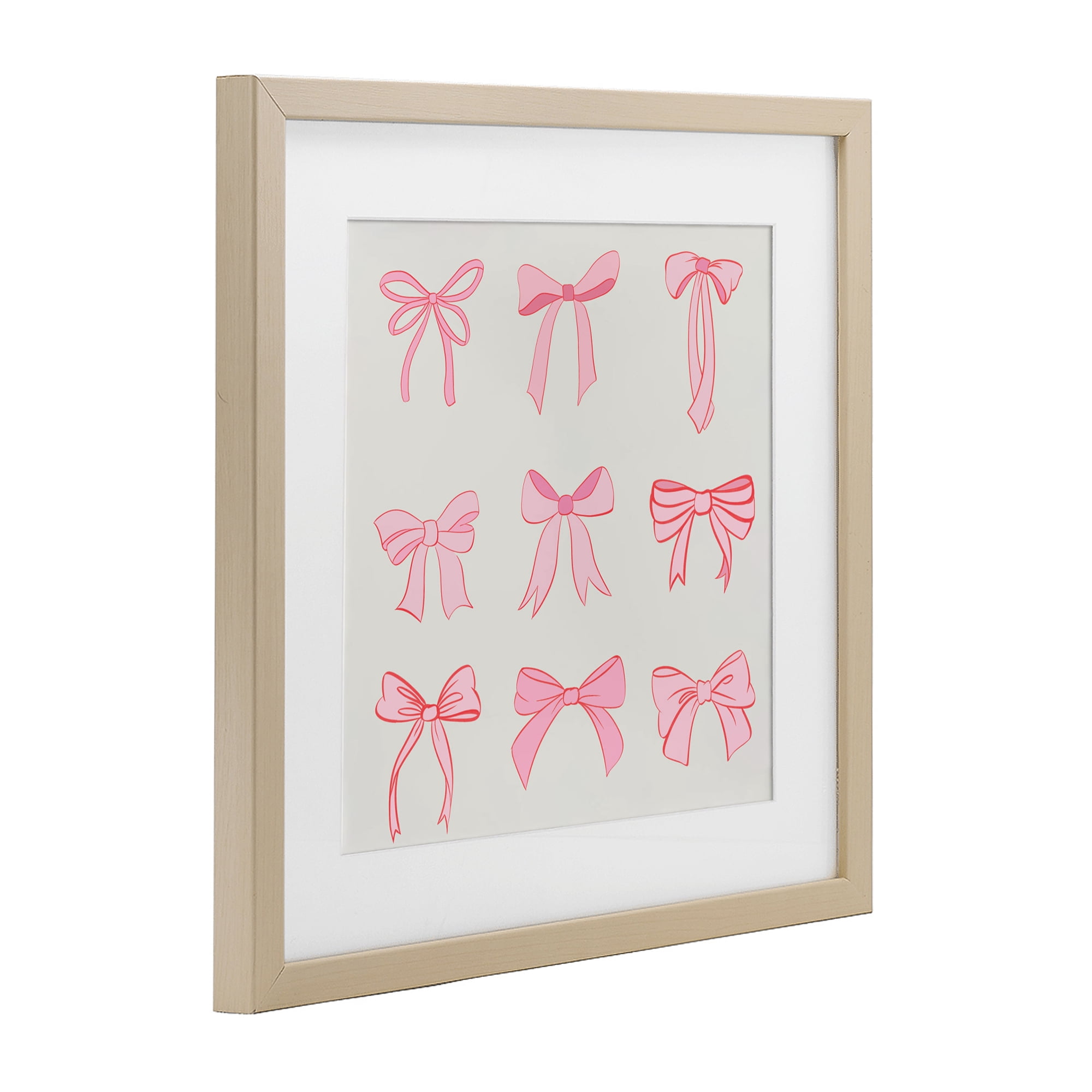 Stupell Industries Pink Coquette Ribbons Birch Framed Print Under Glass, design by Emily Navas